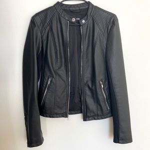 Express black leather moto jacket, size small